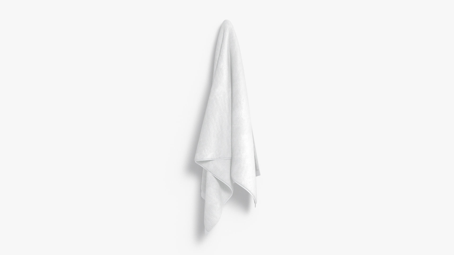 White Small Big Towel Hanging on Hook - hang shower bath towels Low-poly 3D model_3