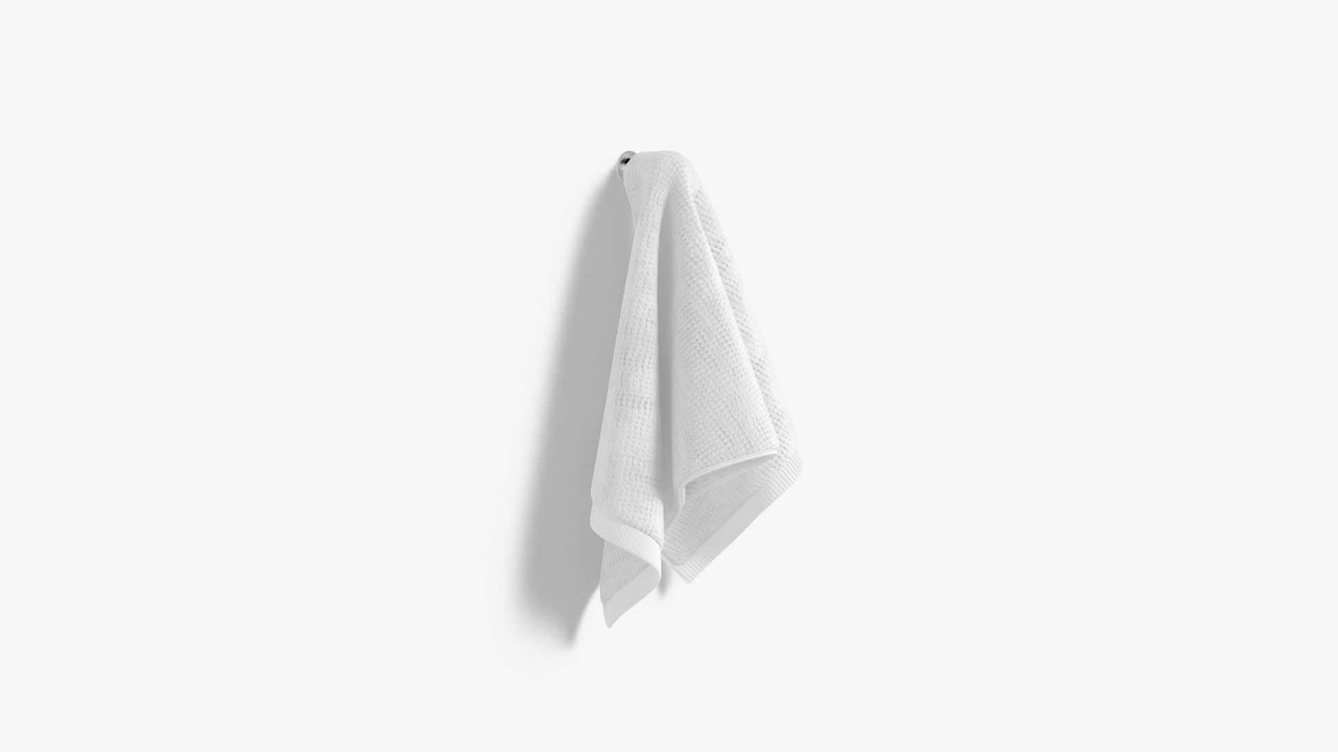 White Small Big Towel Hanging on Hook - hang shower bath towels Low-poly 3D model_2