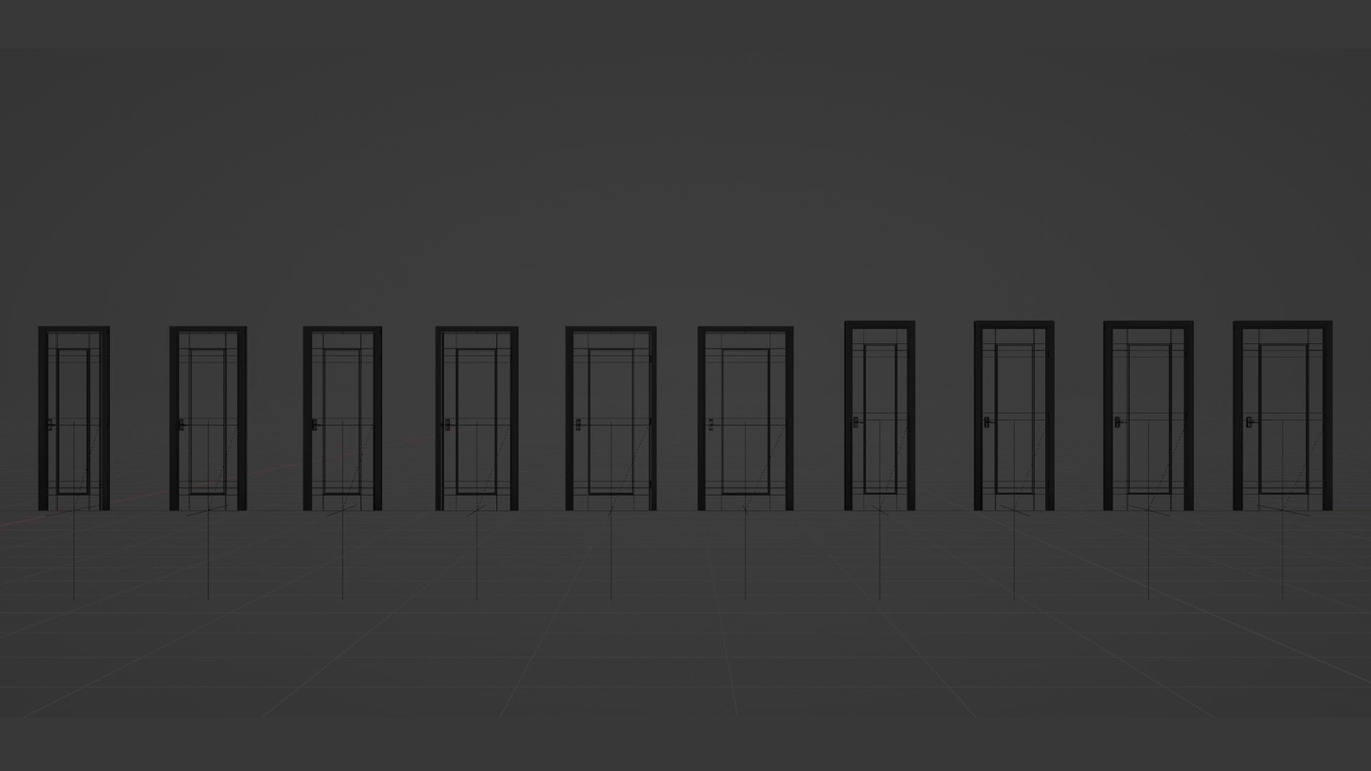 Shaker Interior Door Set Low-poly 3D model_14