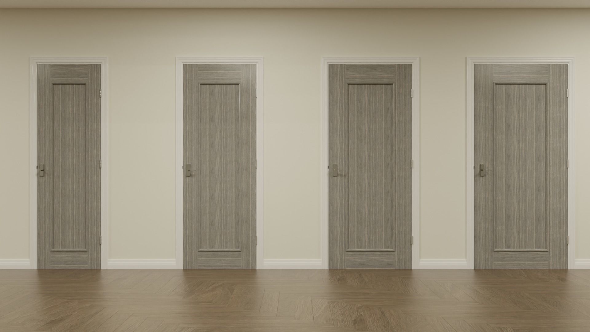 Shaker Interior Door Set Low-poly 3D model_13