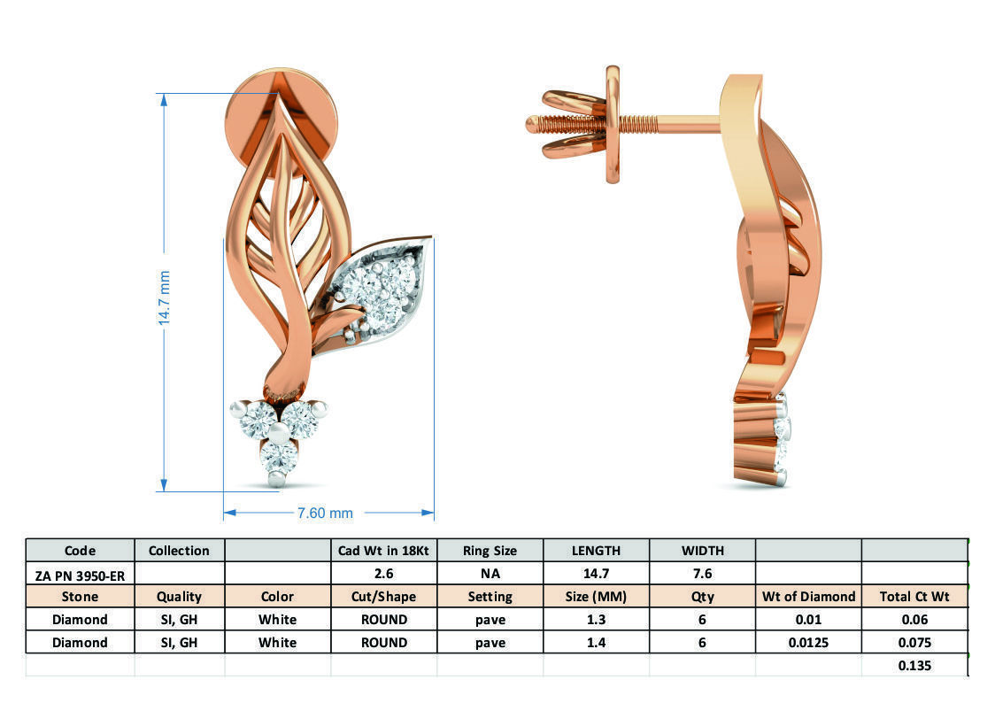 Women Pendant Earrings set 3dm render details 3D print model_22