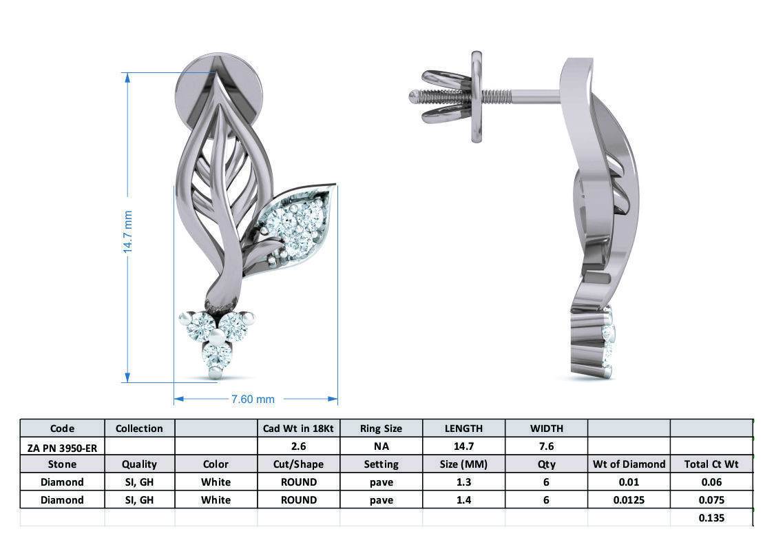 Women Pendant Earrings set 3dm render details 3D print model_21