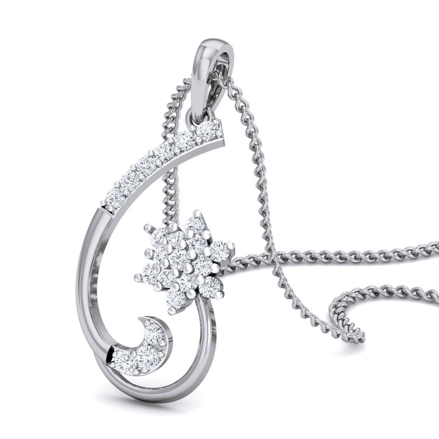 Women Pendant Earrings set 3dm render details 3D print model_7