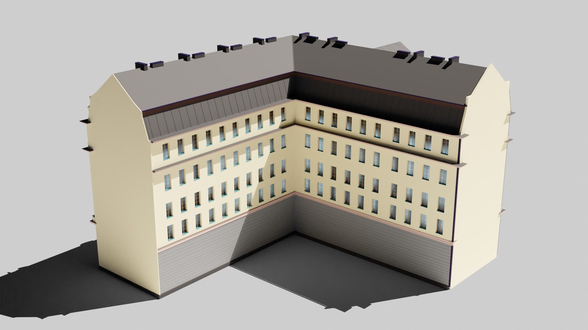 Eastern European Building 020 Low-poly 3D model_6
