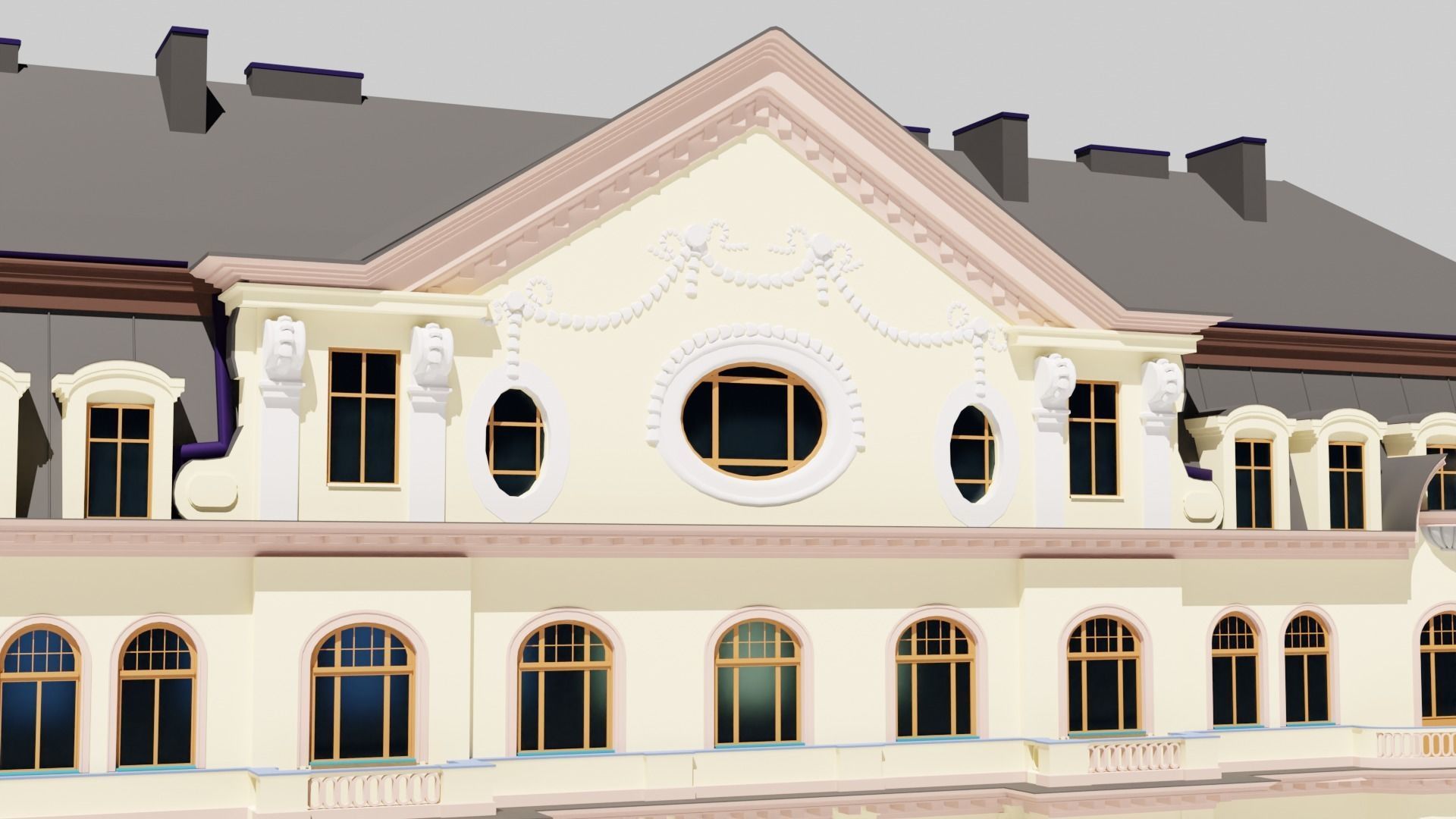 Eastern European Building 020 Low-poly 3D model_8