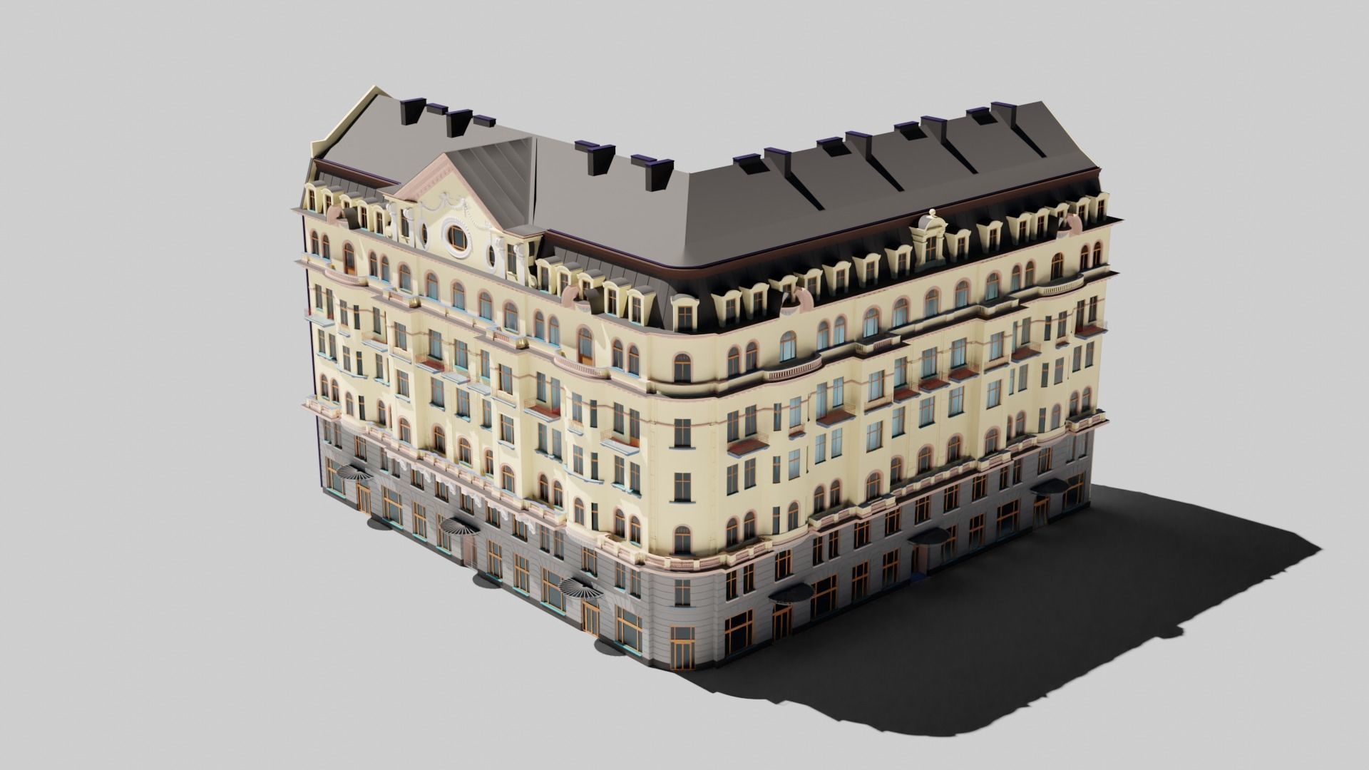 Eastern European Building 020 Low-poly 3D model_2