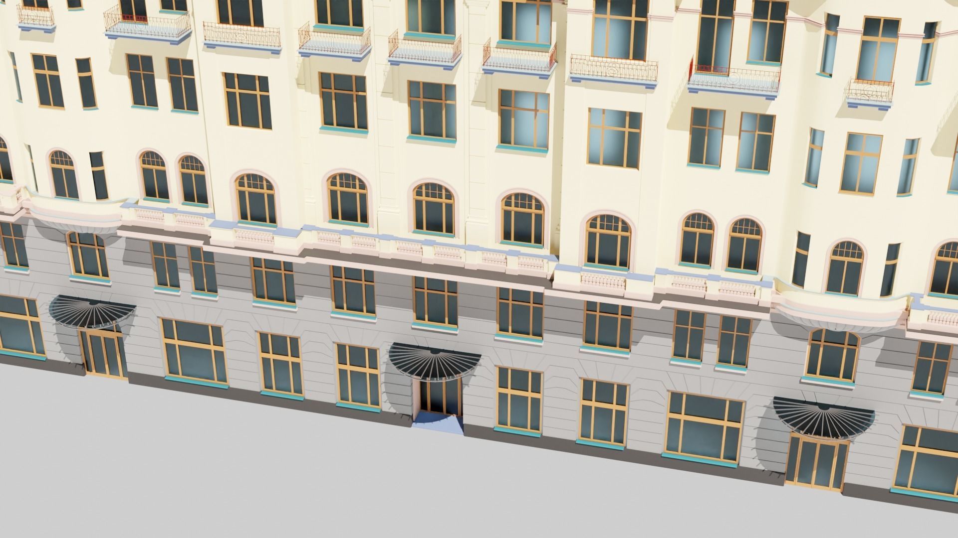 Eastern European Building 020 Low-poly 3D model_10