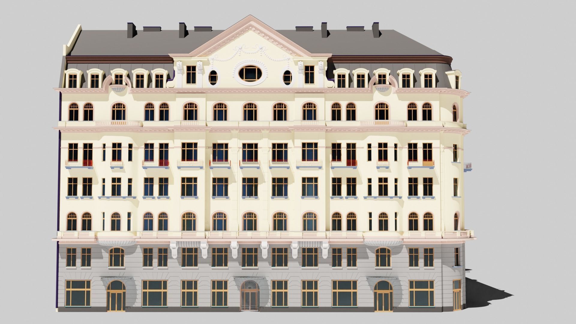 Eastern European Building 020 Low-poly 3D model_4