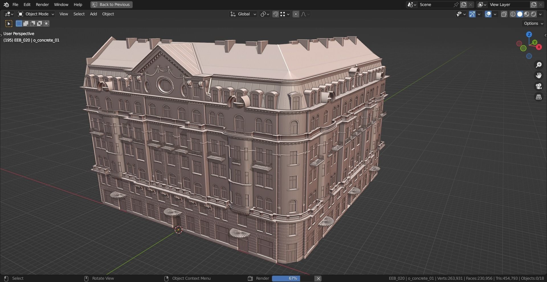 Eastern European Building 020 Low-poly 3D model_14