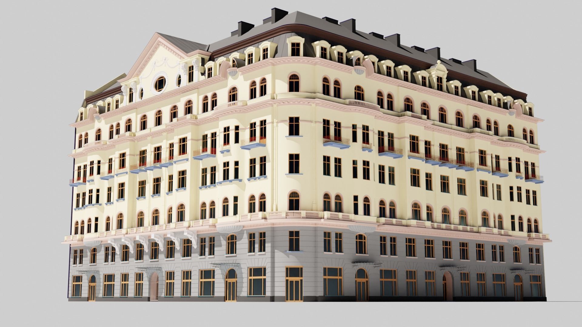 Eastern European Building 020 Low-poly 3D model_3