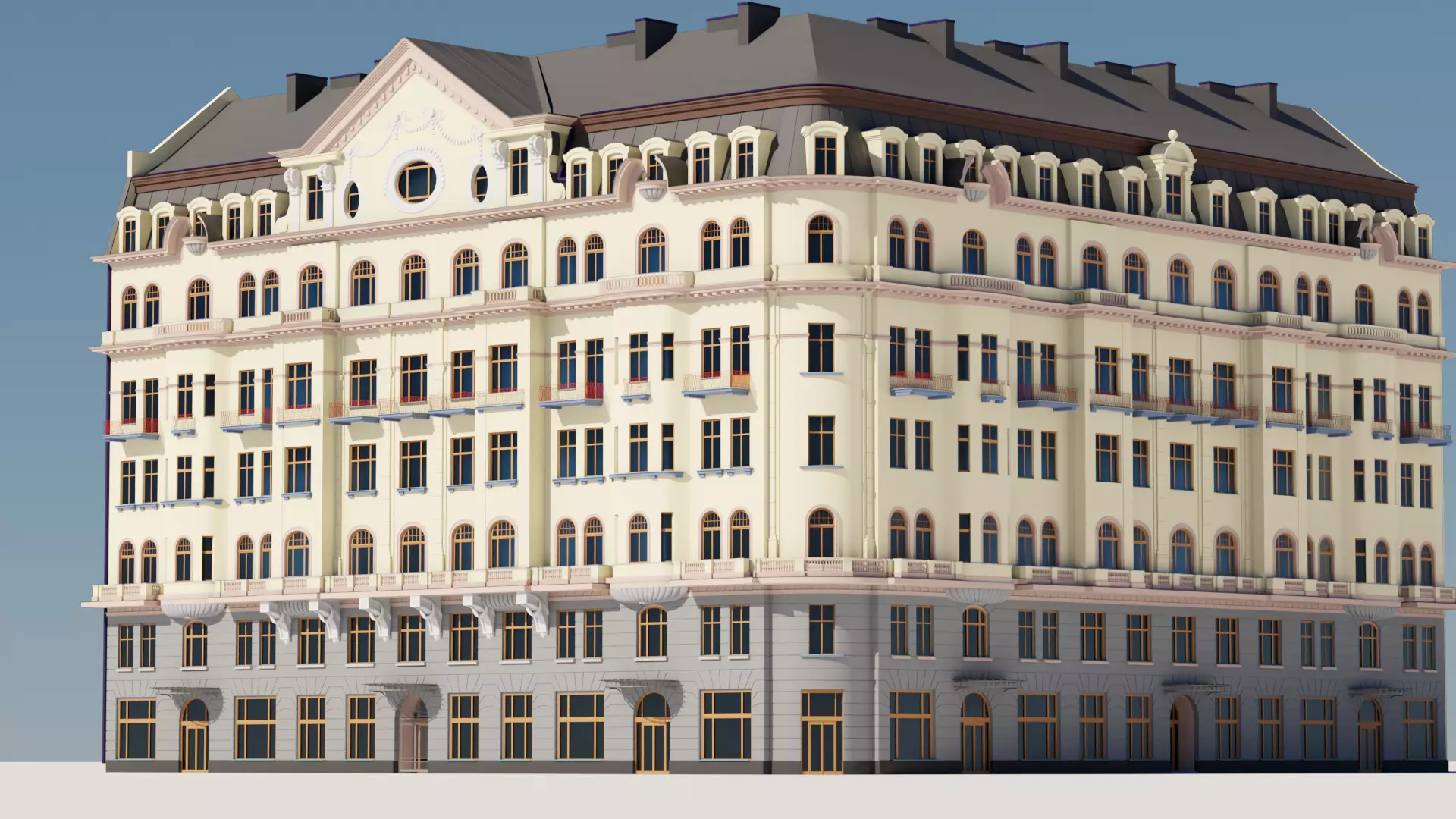 Eastern European Building 020 Low-poly 3D model_0