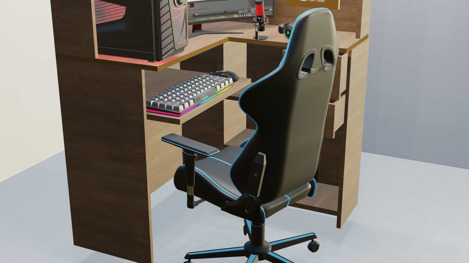 Gaming Computer Setup 3D model_1