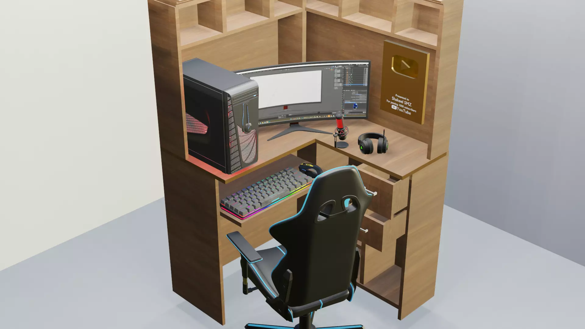 Gaming Computer Setup 3D model_0