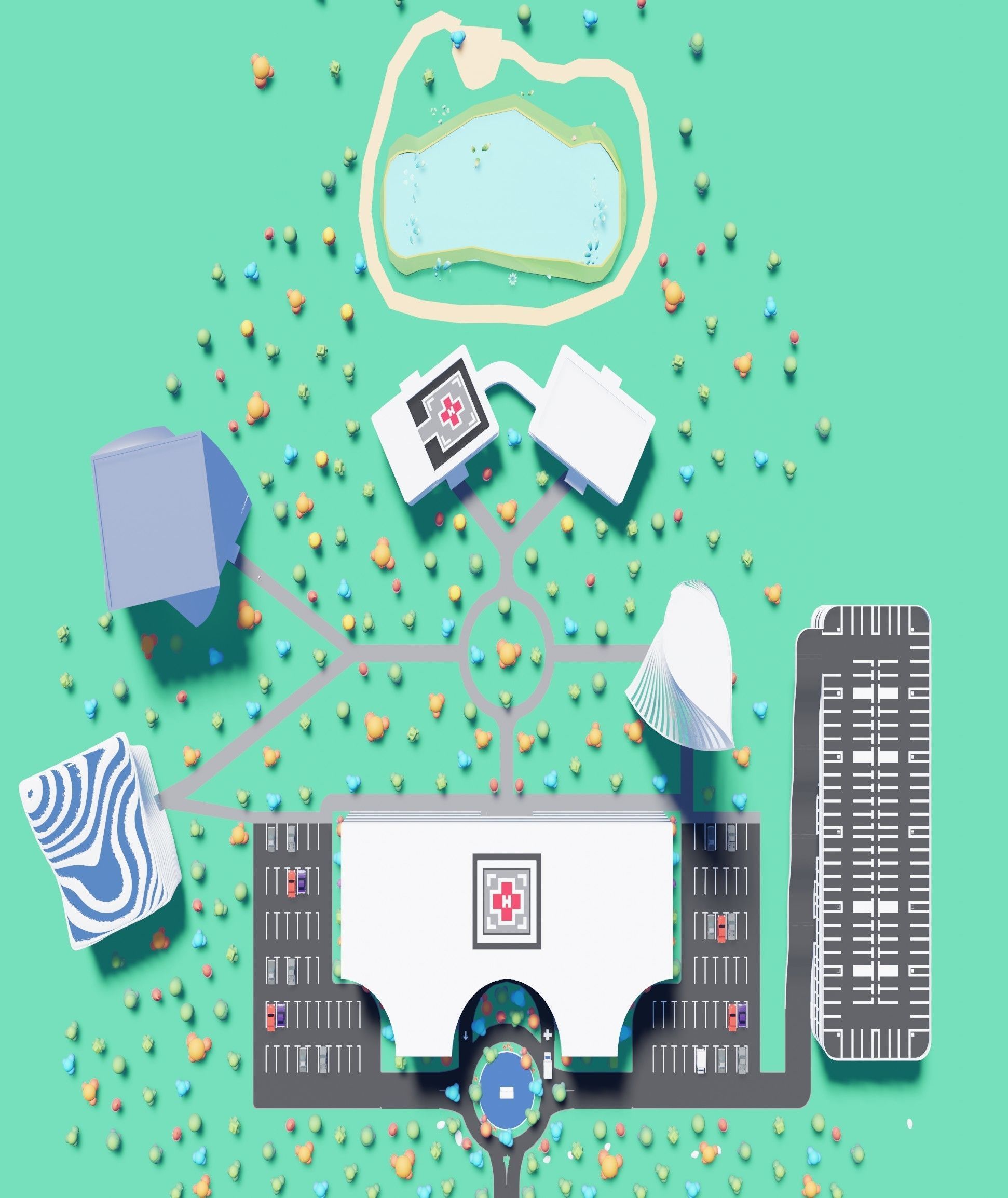 A beautiful Low poly Virtual City for Games and Websites Low-poly 3D model_11