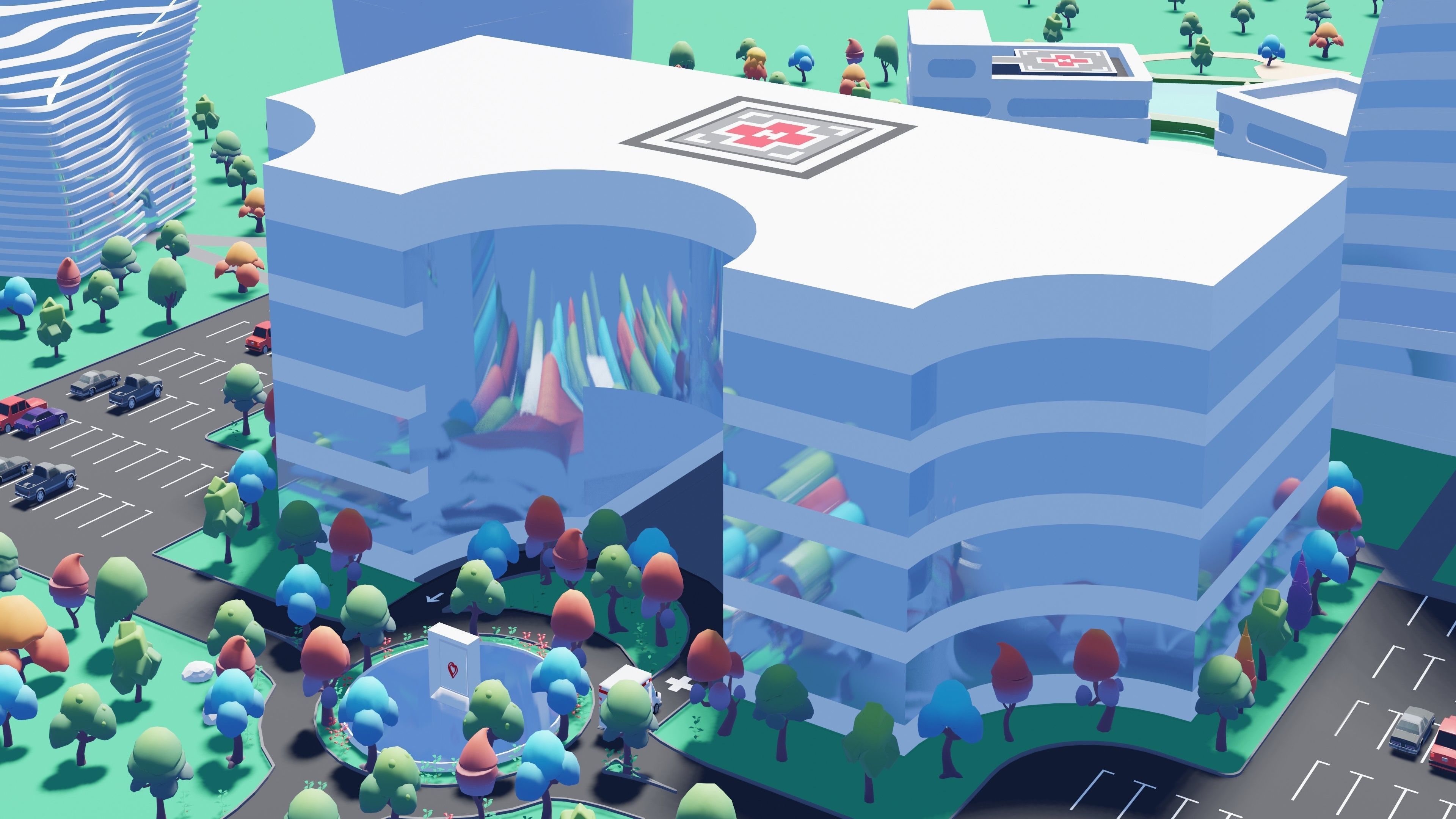 A beautiful Low poly Virtual City for Games and Websites Low-poly 3D model_3