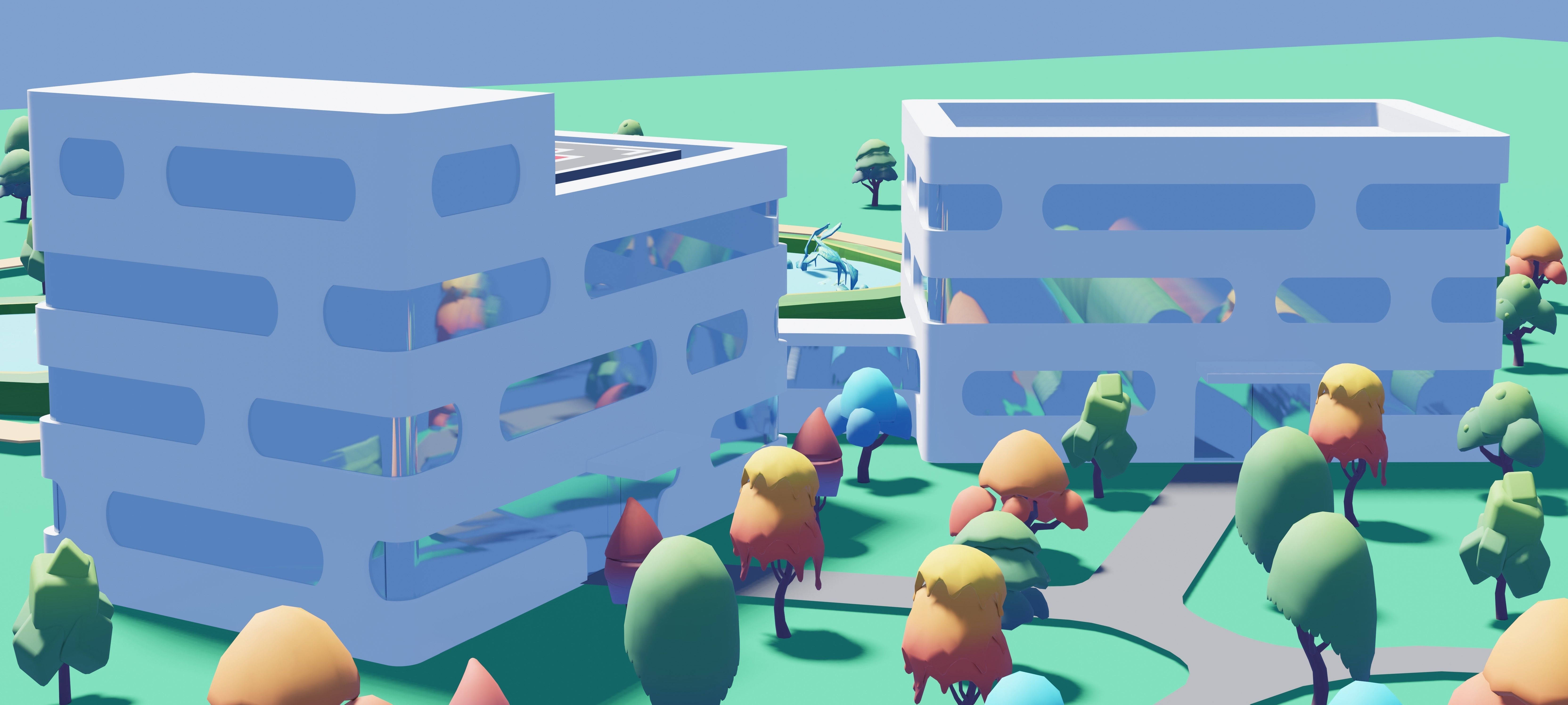 A beautiful Low poly Virtual City for Games and Websites Low-poly 3D model_1