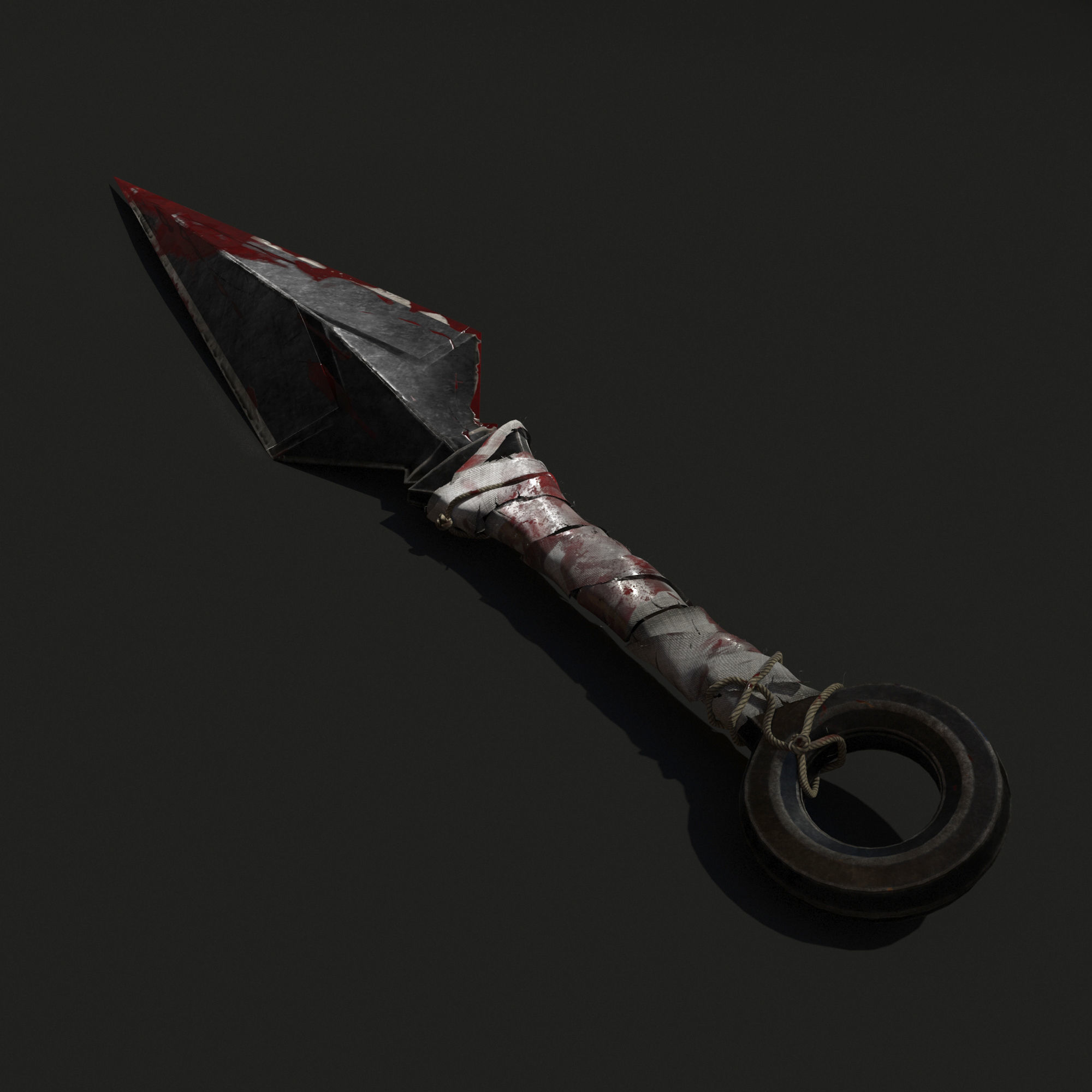 Kunai 2on1 normal and bloody textures 3D model_5