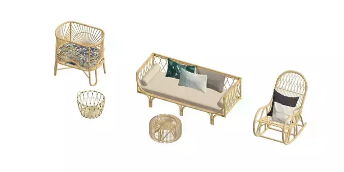 Bamboo Rattan Collection 3D models