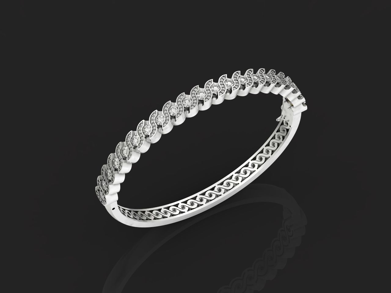 Stackable Bangle Diamond Bracelet 2669 3D print model_26