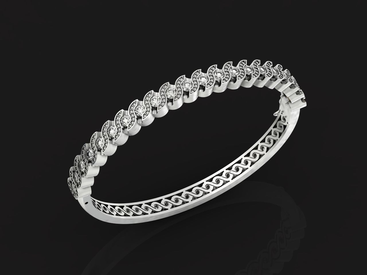 Stackable Bangle Diamond Bracelet 2669 3D print model_20