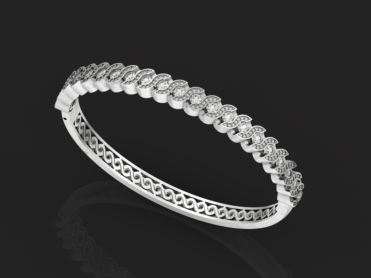 Stackable Bangle Diamond Bracelet 2669 3D print model_45