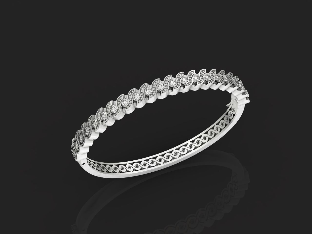 Stackable Bangle Diamond Bracelet 2669 3D print model_22