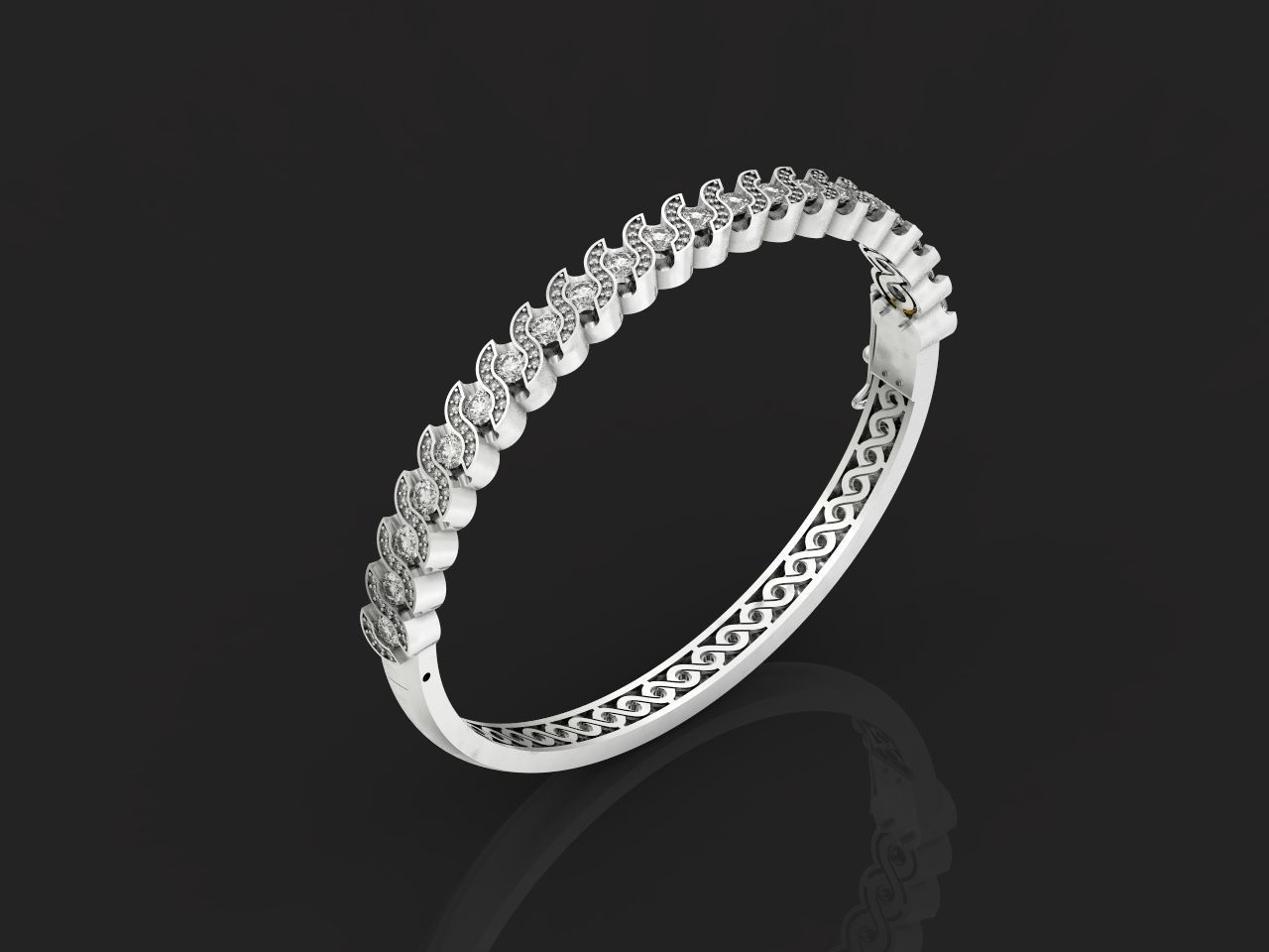 Stackable Bangle Diamond Bracelet 2669 3D print model_18