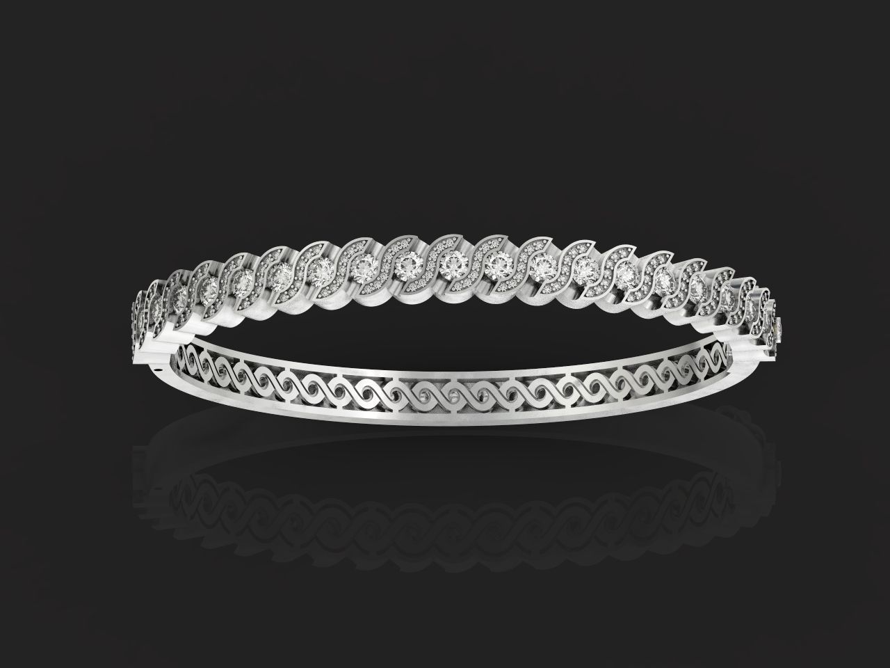 Stackable Bangle Diamond Bracelet 2669 3D print model_1