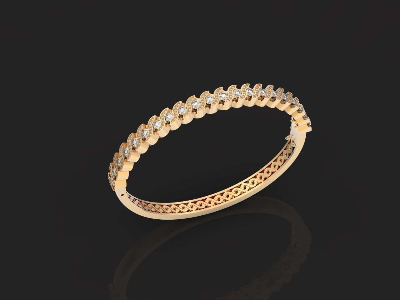 Stackable Bangle Diamond Bracelet 2669 3D print model_27