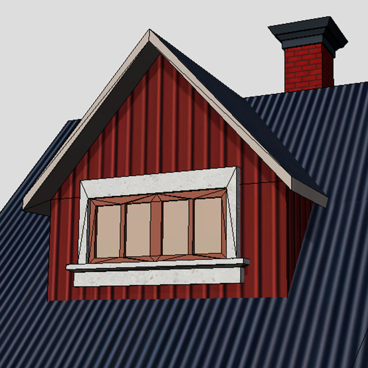 American Style Cottage - Town House Model Low-poly 3D model_7