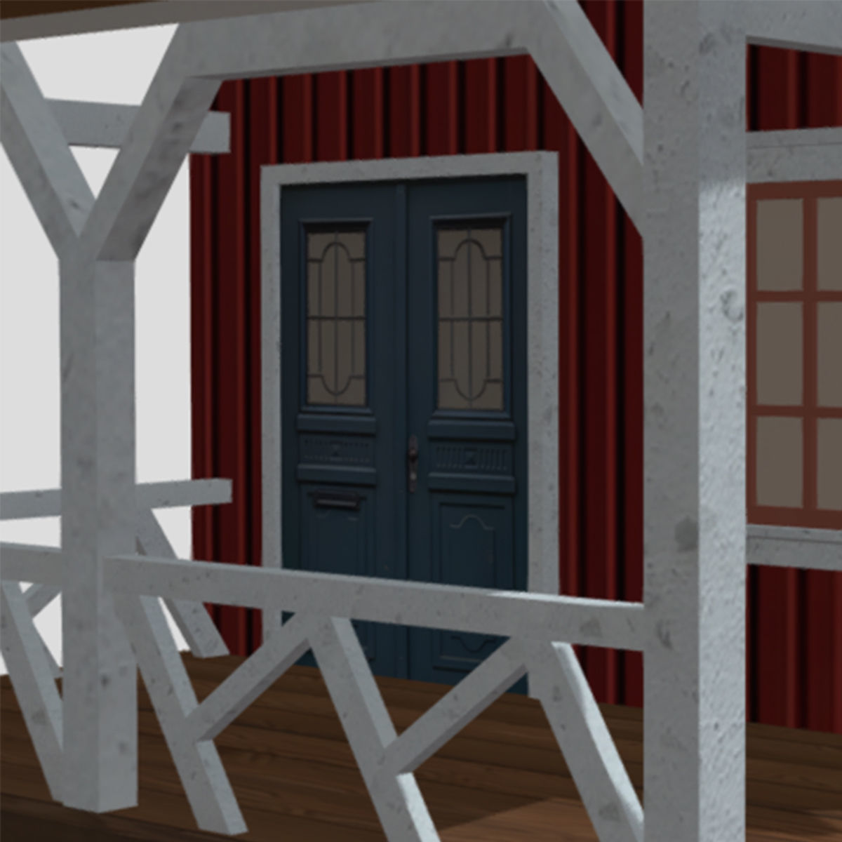 American Style Cottage - Town House Model Low-poly 3D model_5