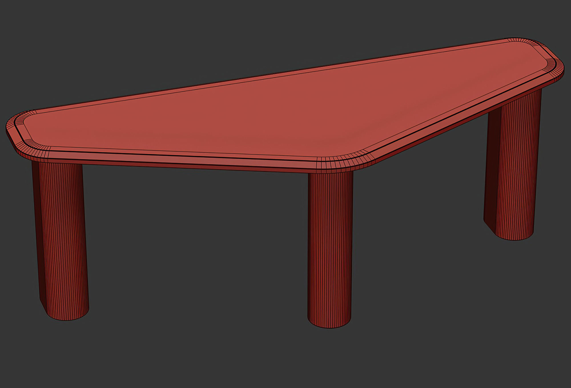 Ander Wooden Side Table  Low-poly 3D model_8