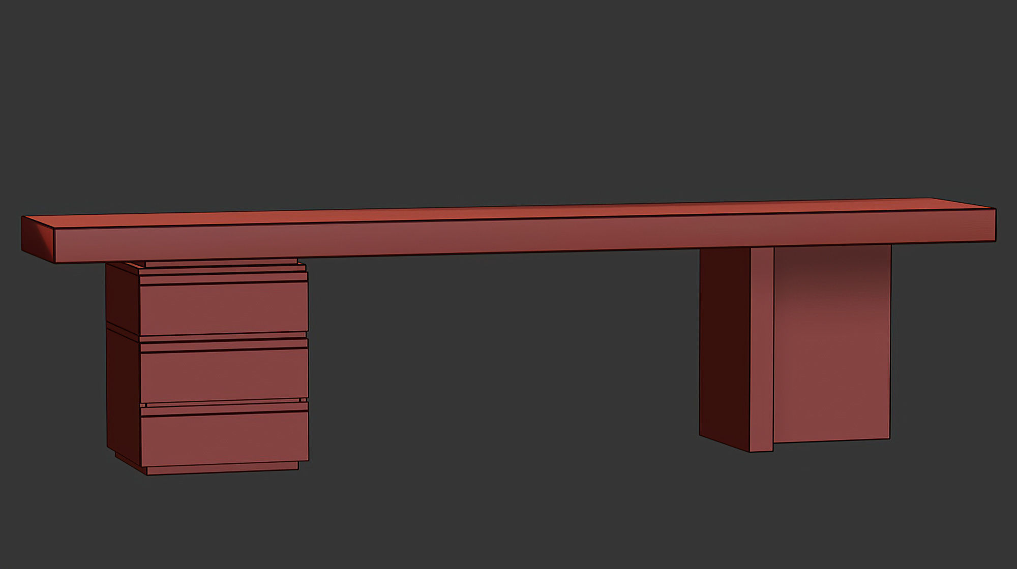 Ander Wooden Console  Low-poly 3D model_7