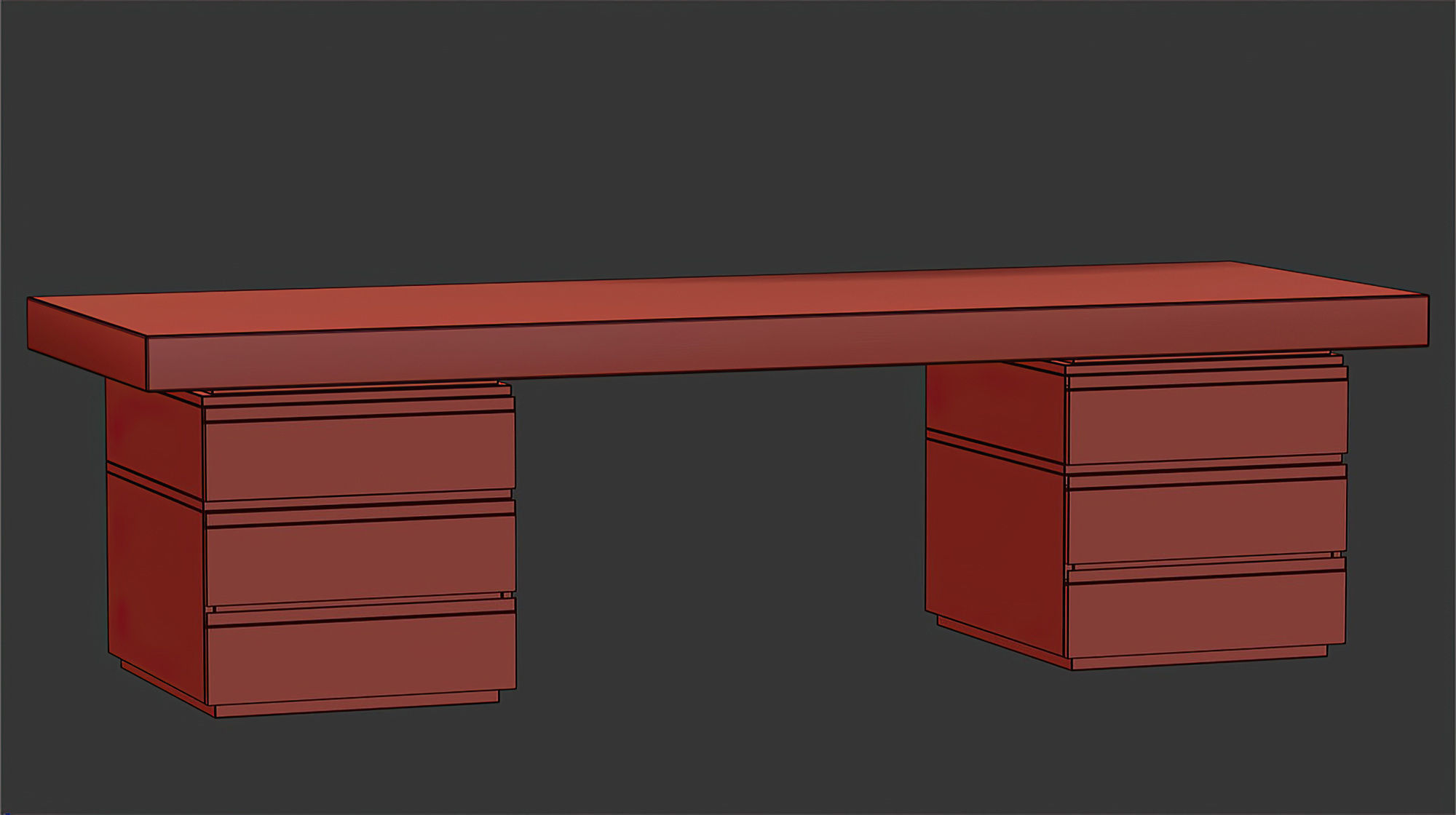 Ander Wooden Working Desk  Low-poly 3D model_4