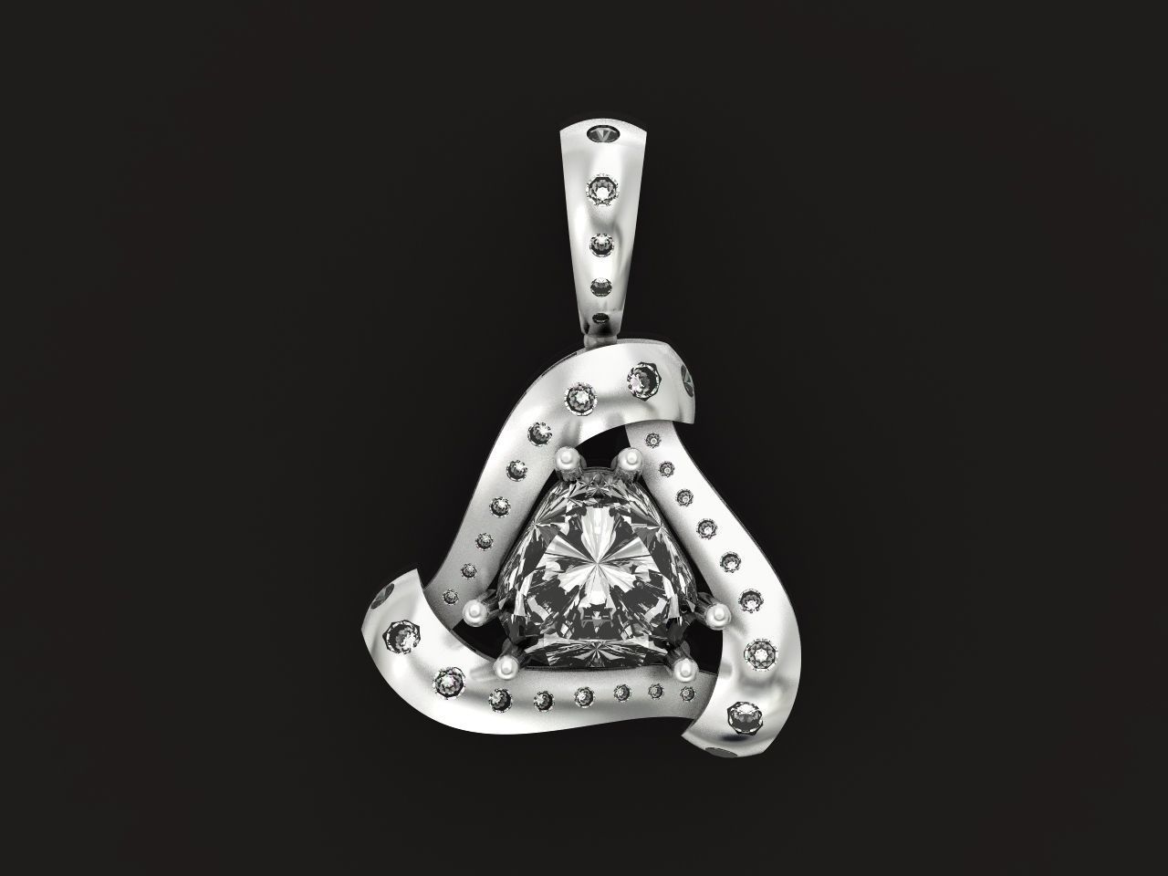 triangle pendant with stones 2670 3D print model_36