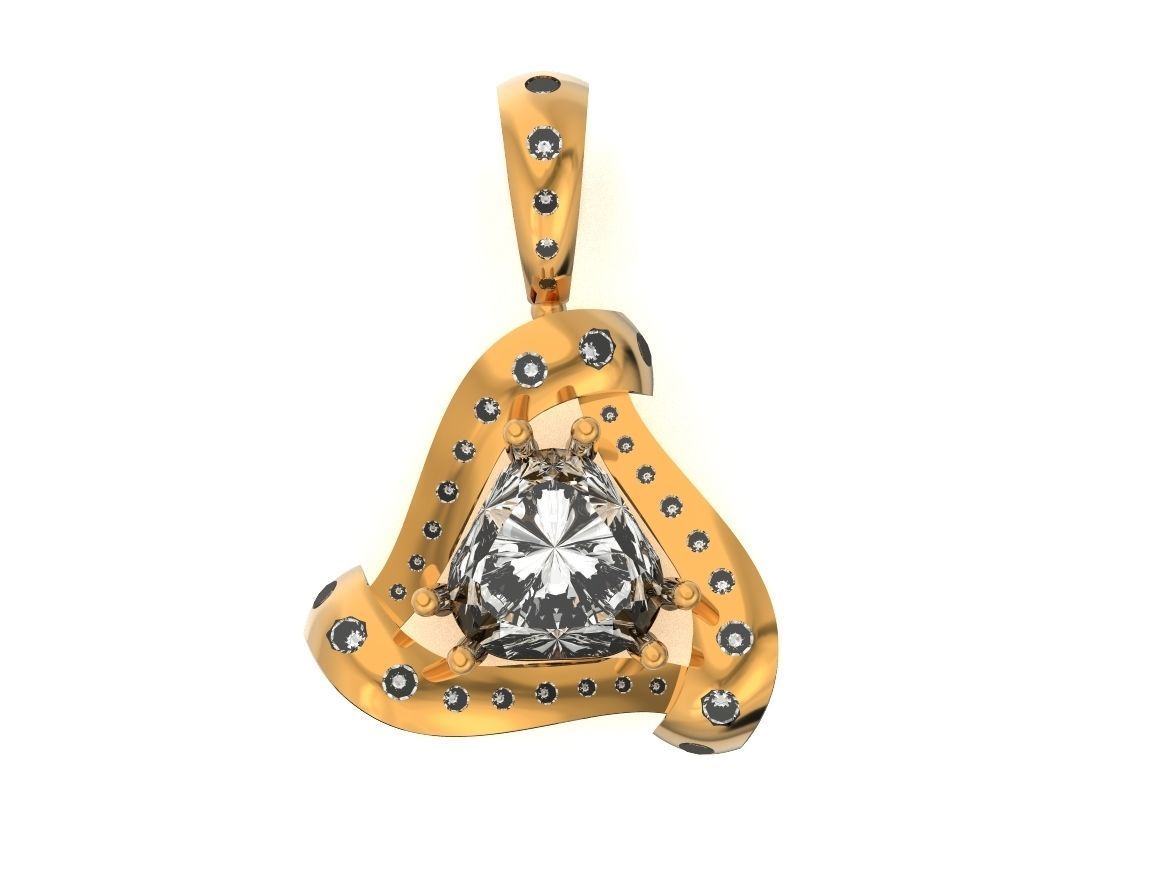 triangle pendant with stones 2670 3D print model_12