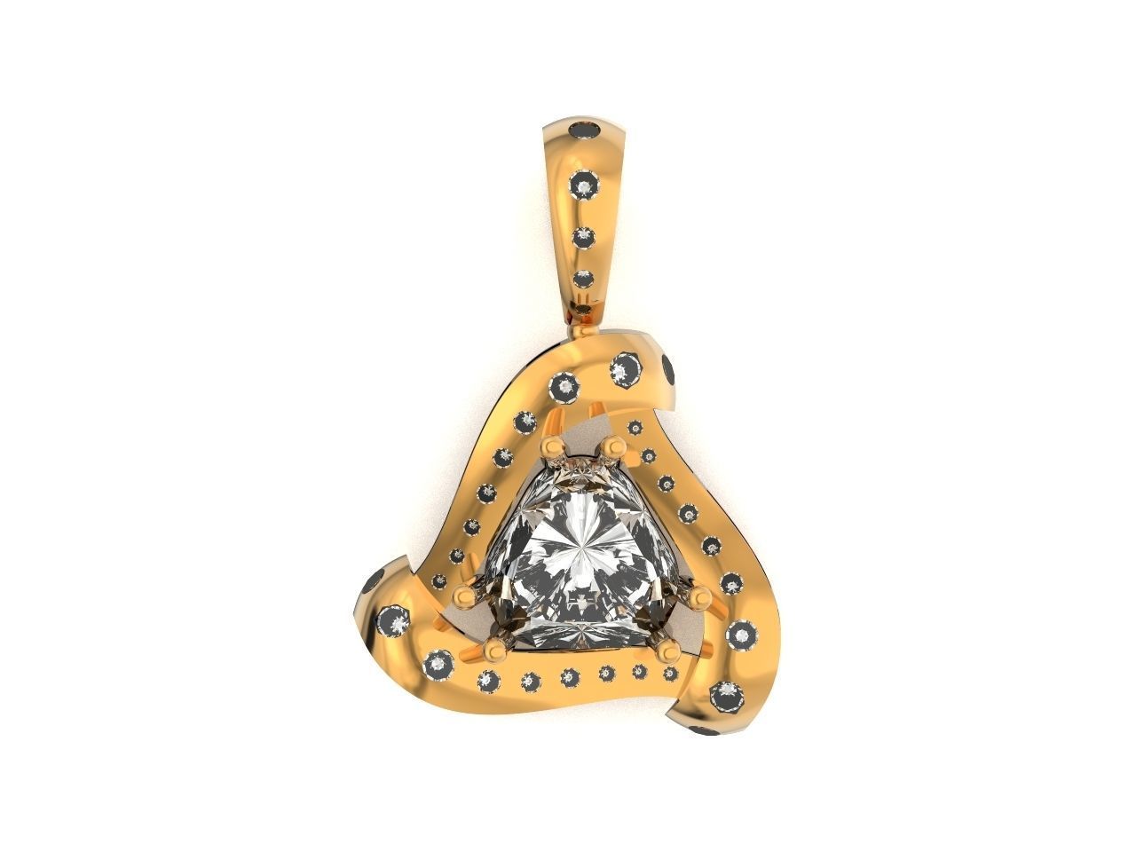 triangle pendant with stones 2670 3D print model_35