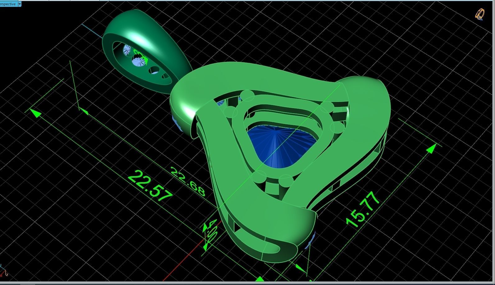 triangle pendant with stones 2670 3D print model_9