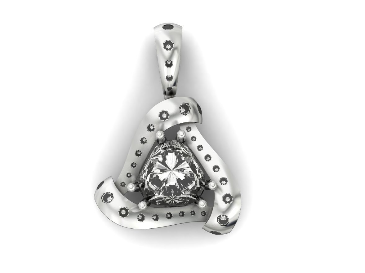 triangle pendant with stones 2670 3D print model_11