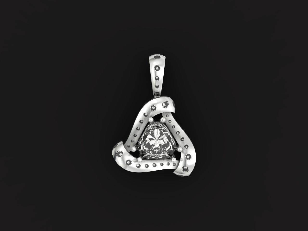 triangle pendant with stones 2670 3D print model_14