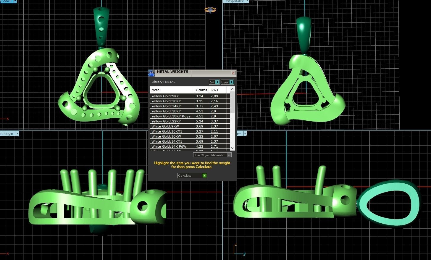 triangle pendant with stones 2670 3D print model_7