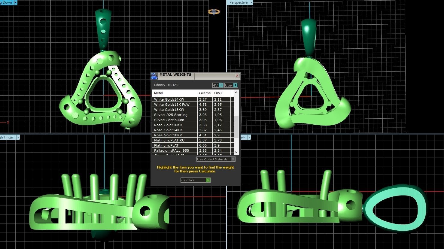 triangle pendant with stones 2670 3D print model_6