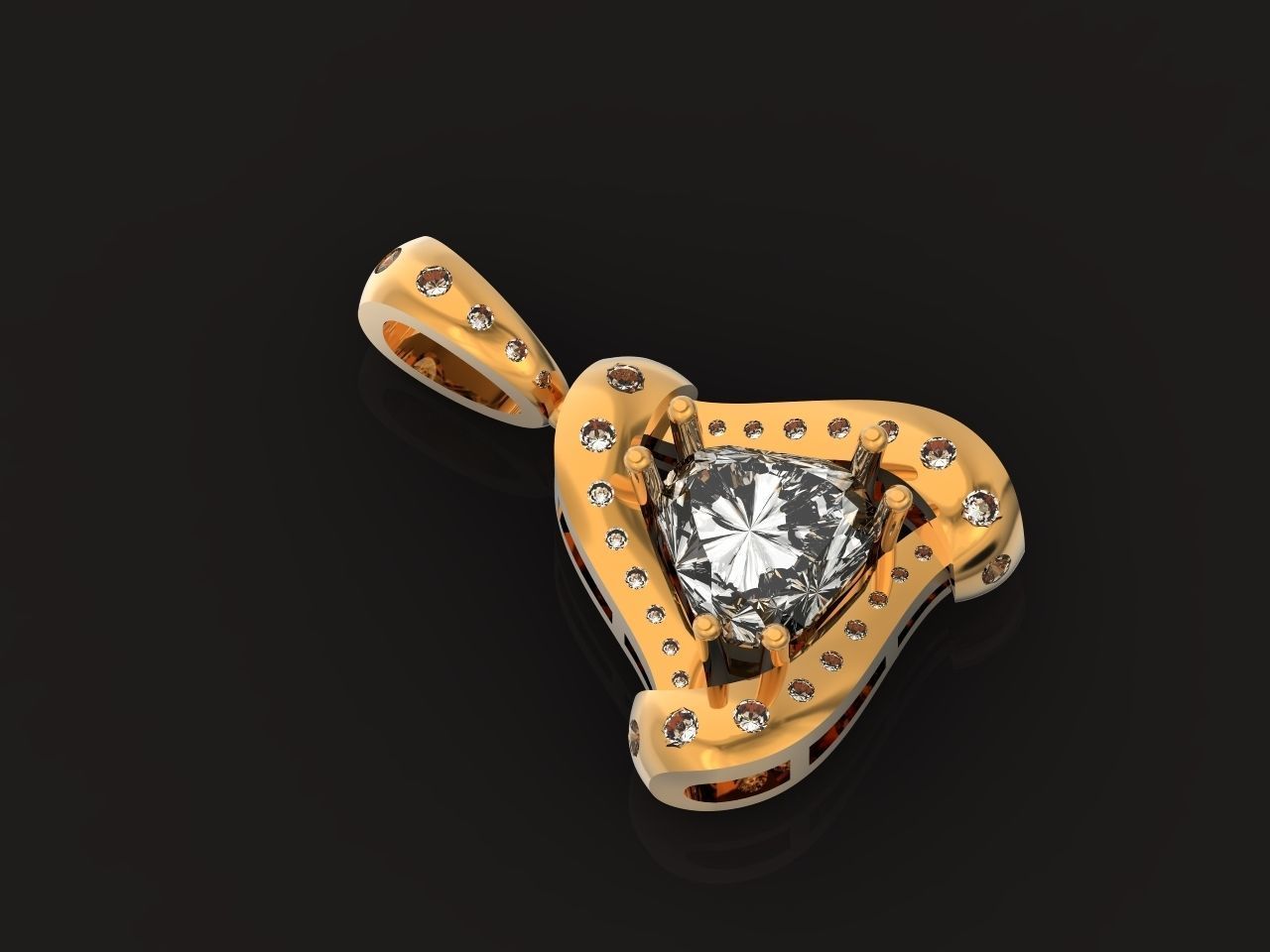 triangle pendant with stones 2670 3D print model_24