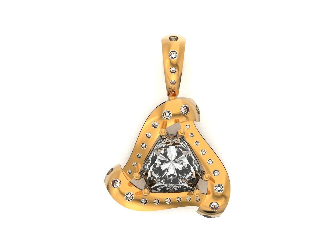 triangle pendant with stones 2670 3D print model_19
