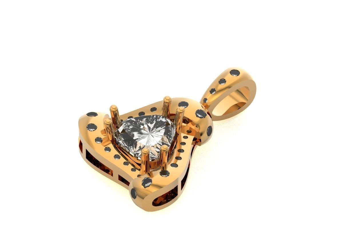 triangle pendant with stones 2670 3D print model_13