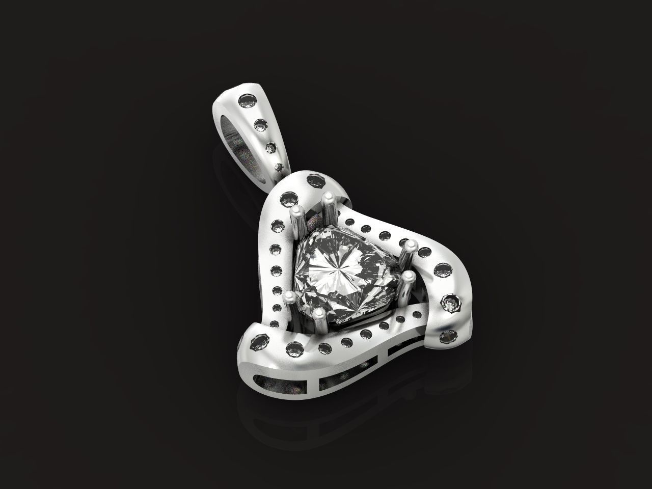 triangle pendant with stones 2670 3D print model_26