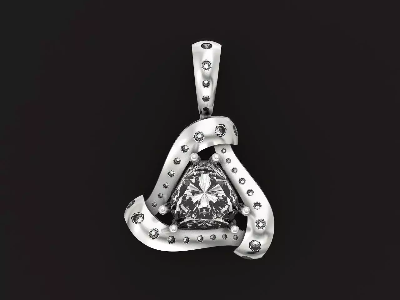 triangle pendant with stones 2670 3D print model_0