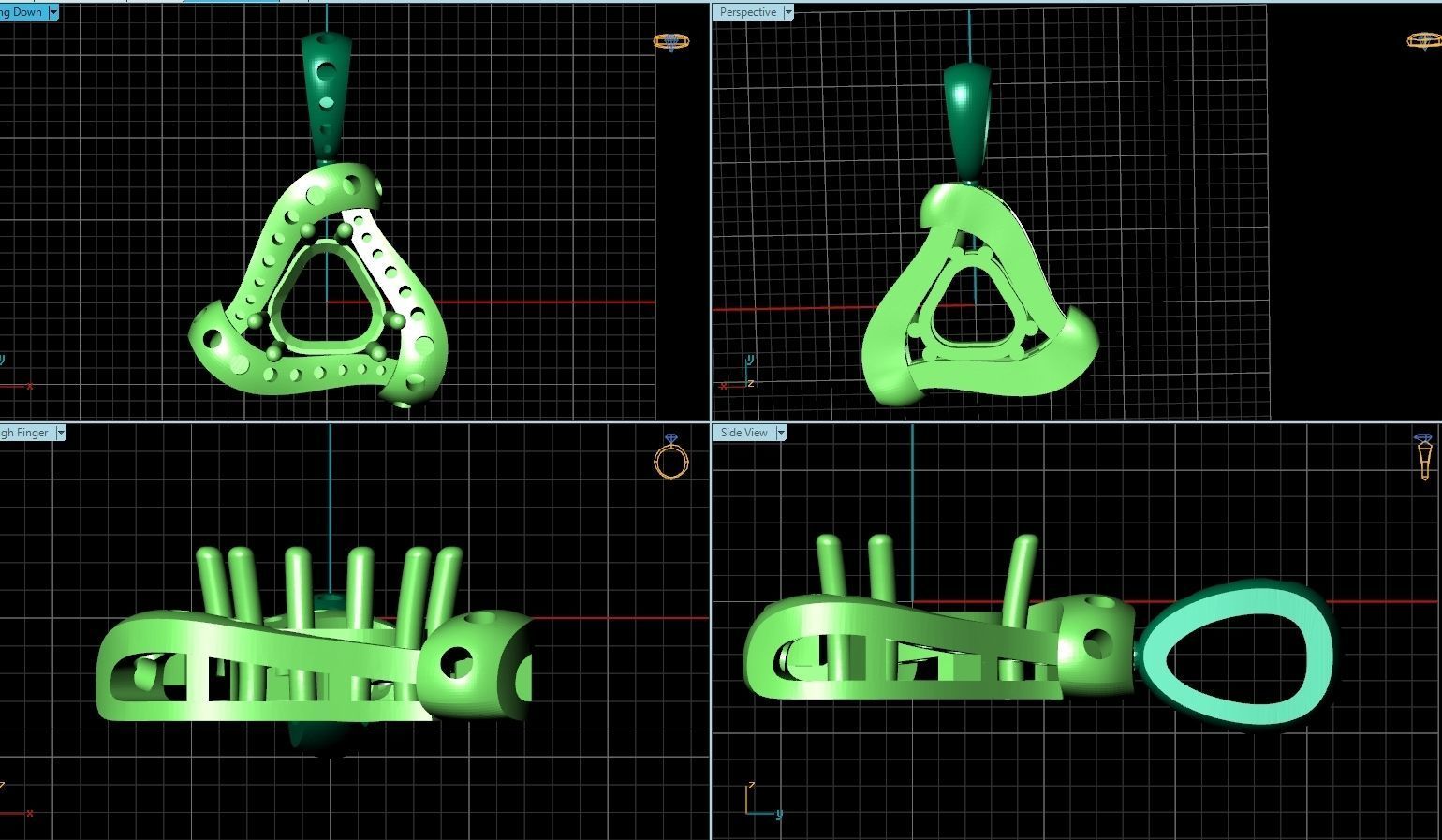 triangle pendant with stones 2670 3D print model_10