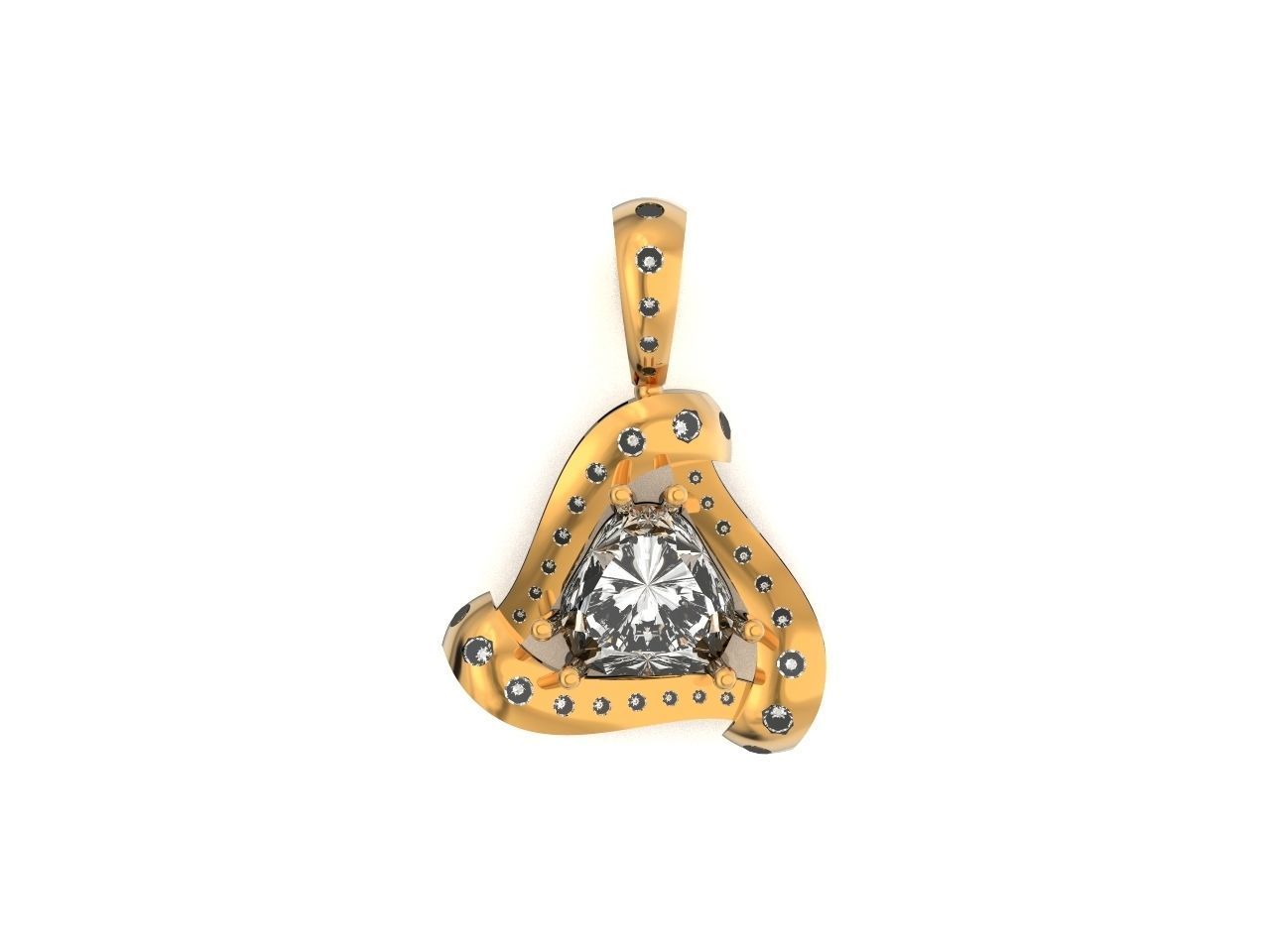 triangle pendant with stones 2670 3D print model_37