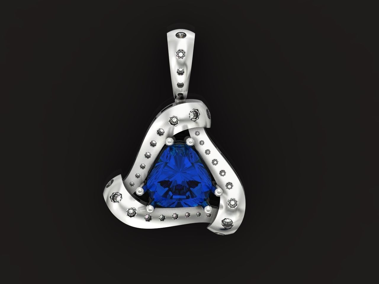 triangle pendant with stones 2670 3D print model_2